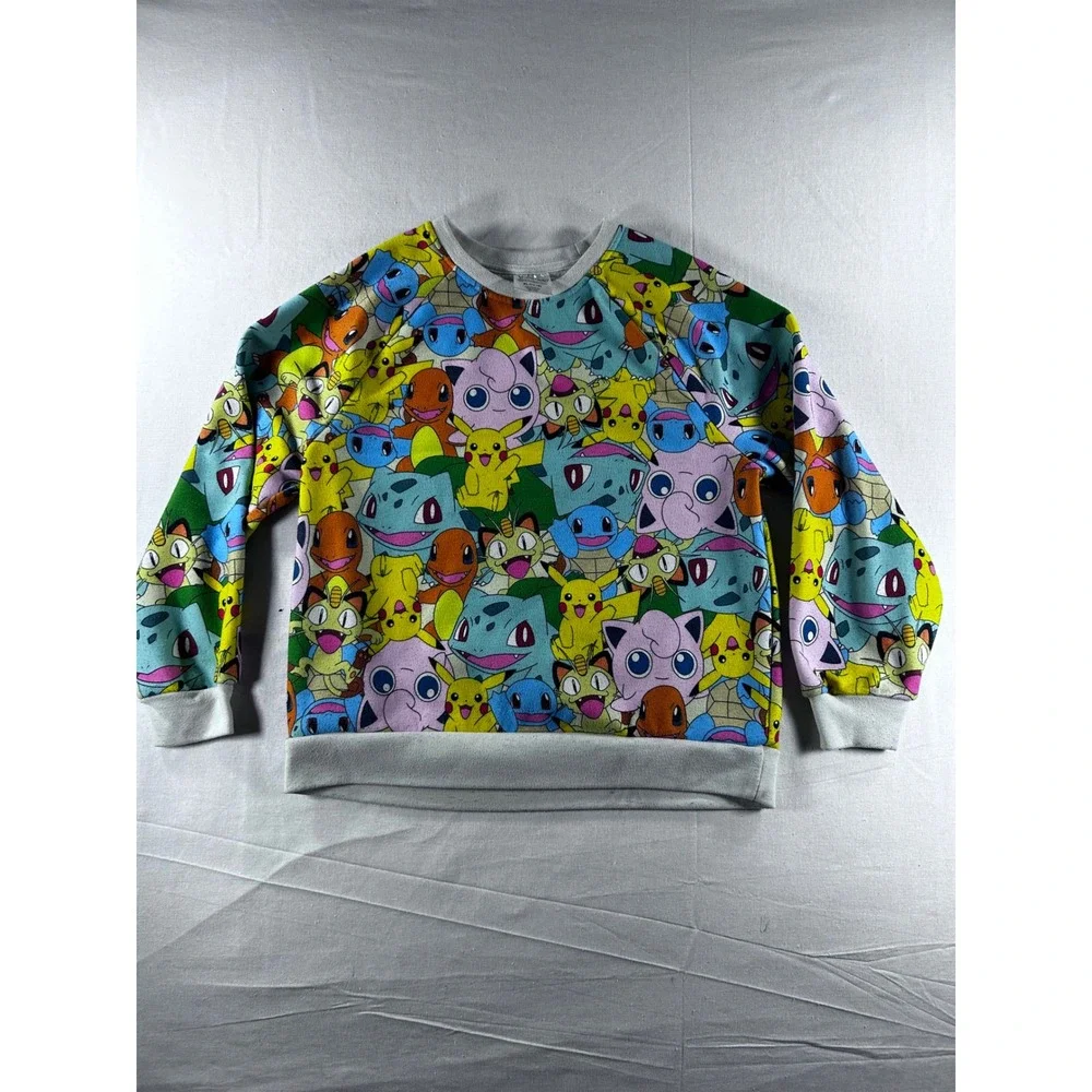 Pokemon‎ All Over Print Sweatshirt Youth XL 14-16 Pikachu Bulbasaur Charmander